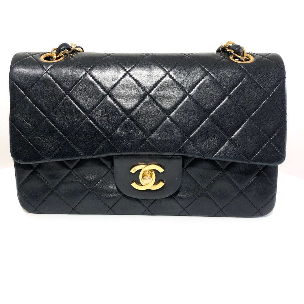 CHANEL Gold-Tone Metal Small Black Bag